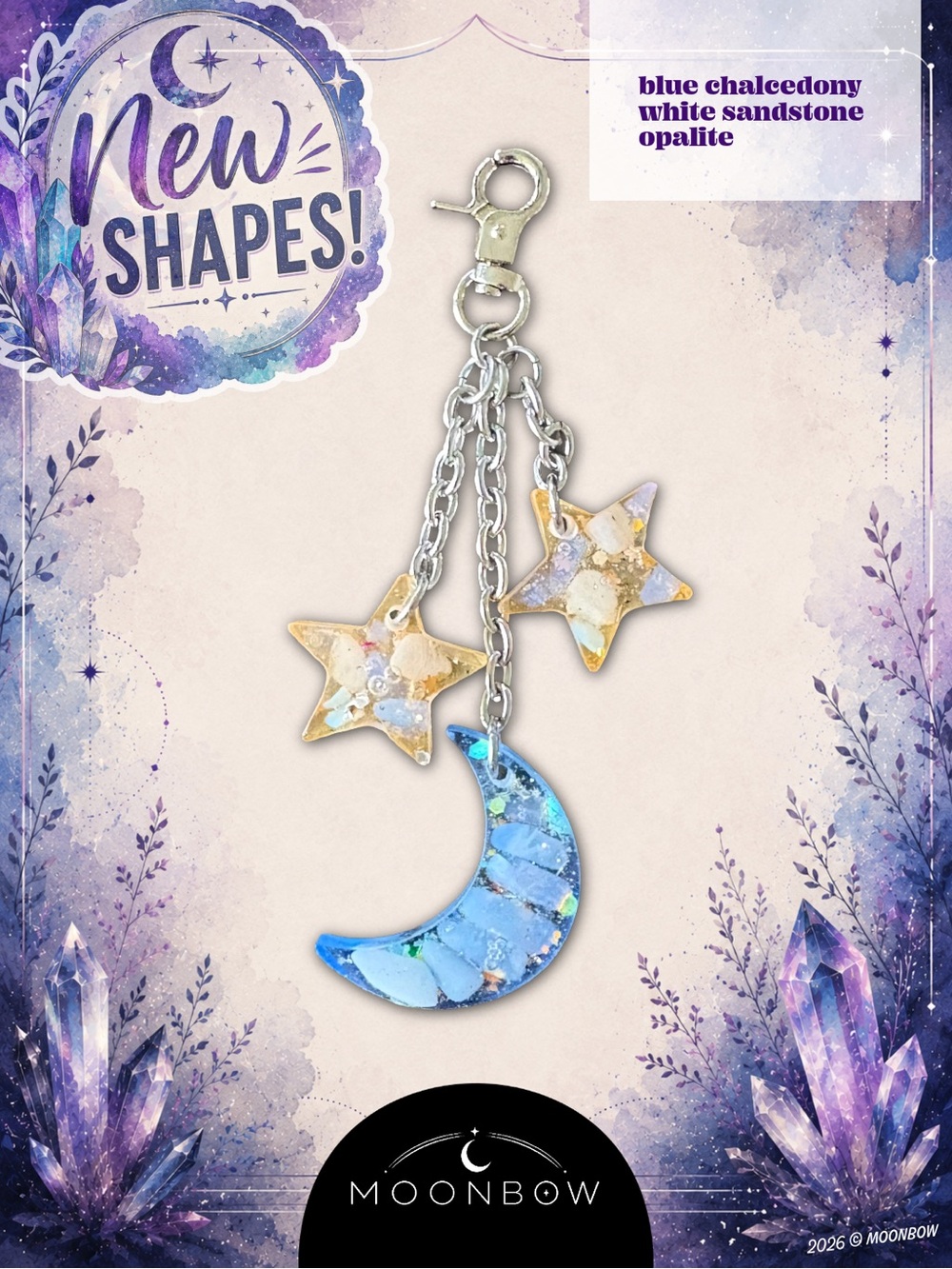 Moonbow Handmade Charm - White Sandstone, Opalite, Blue Chalcedony
